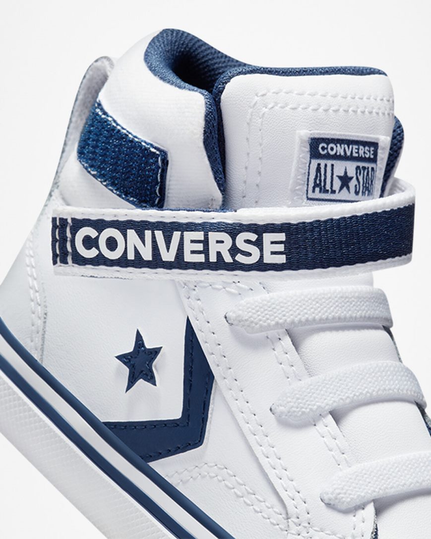 Tenis Converse Pro Blaze Alças Easy-On Varsity Club Cano Alto Menina Branco Azul Marinho Branco | PT I043P15